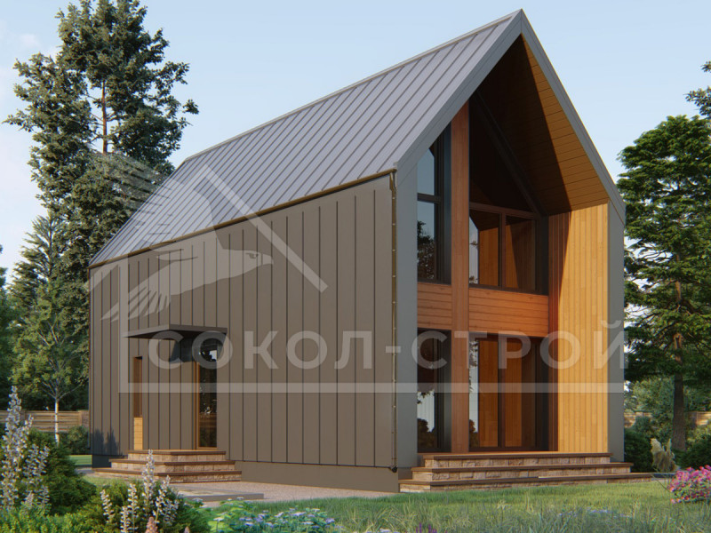 Барнхаус проекта двухэтажного дома под ключ 5.2x12 «S-02»