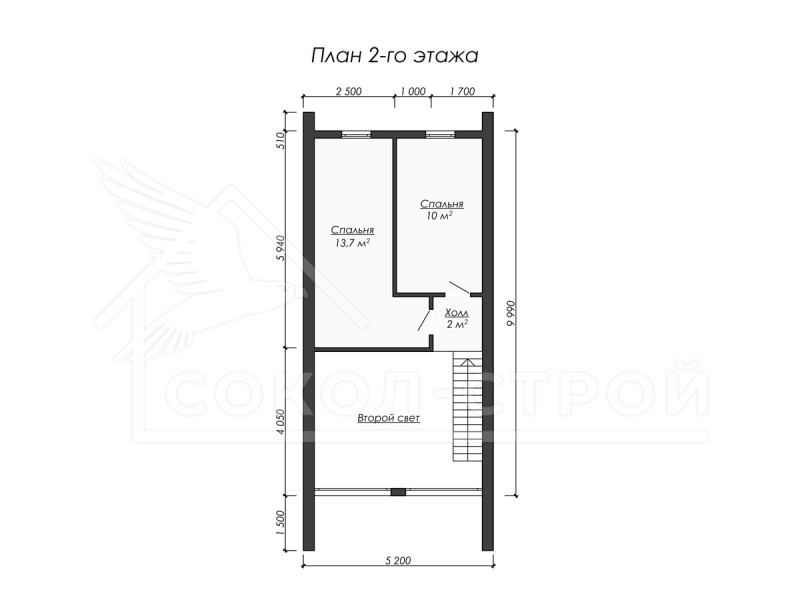 Барнхаус проекта двухэтажного дома под ключ 5.2x12 «S-02»