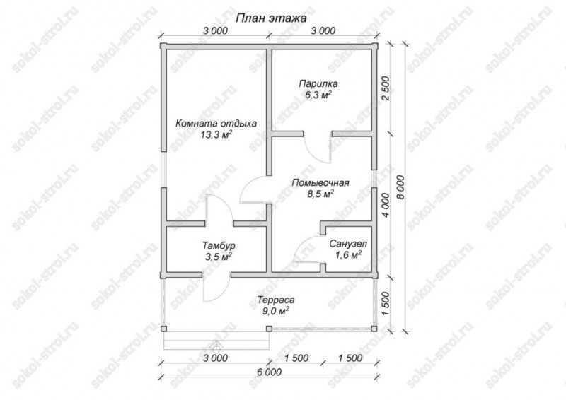 Баня из бруса 6х8 «ББ-22»